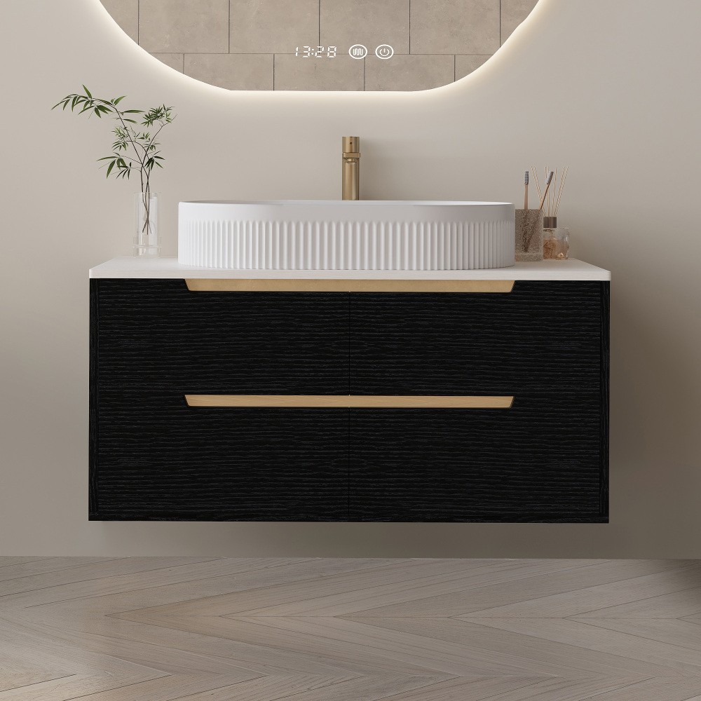 36″ Floating Bathroom Vanity with Ceramic Sink & Soft-Close Drawers