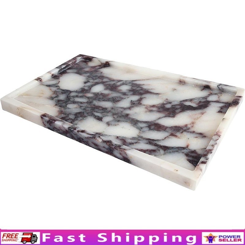 Luxury Marble Vanity Tray Calacatta Viola Storage Home Decor Decorative Tray New