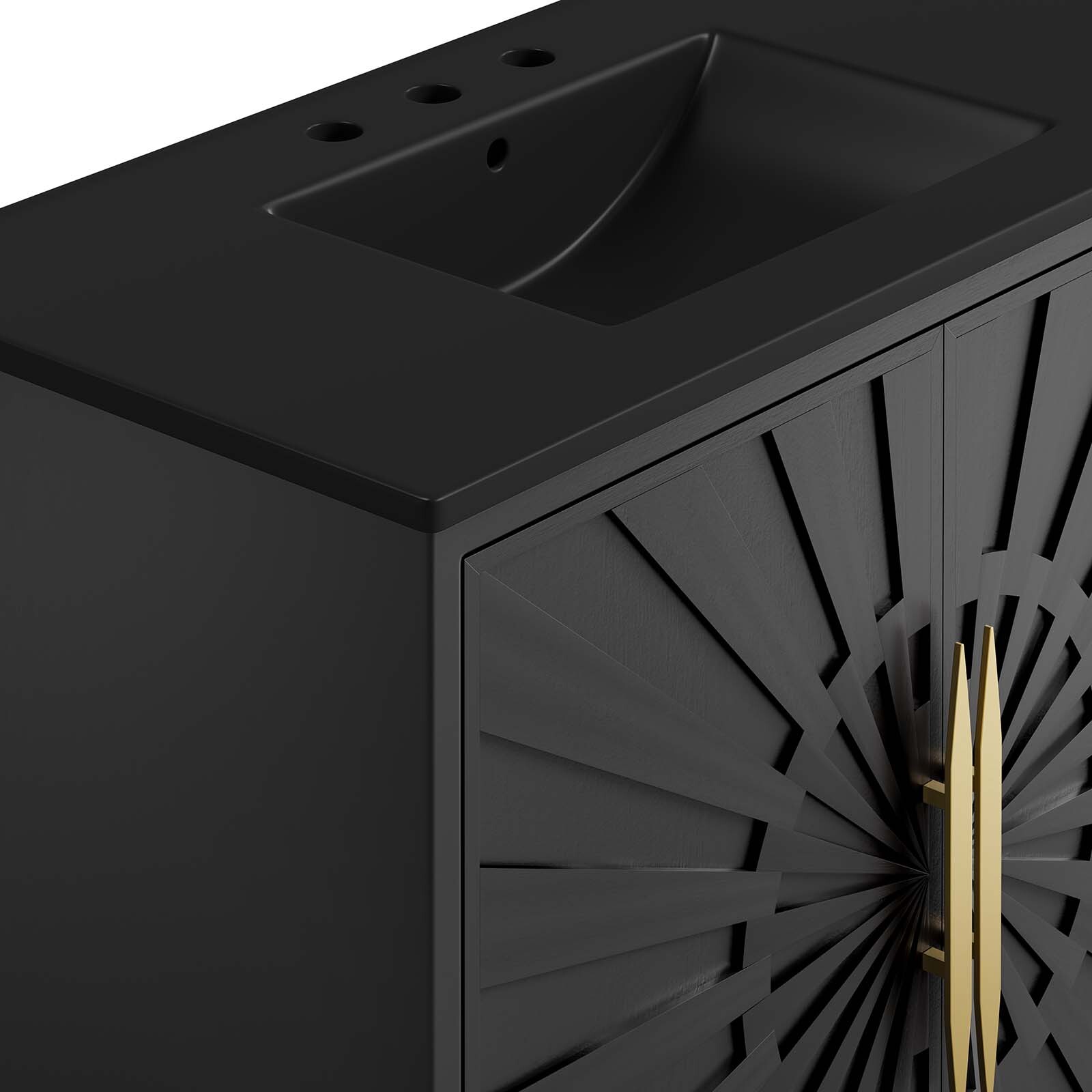 Modway Awaken 36″ Bathroom Vanity Cabinet in Black Black With Ceramic Sink Basin
