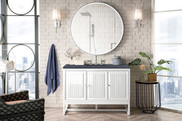 48″ James Martin Athens E645-V48-GW-3CSP Vanity Cabinet Charcoal Soapstone Top