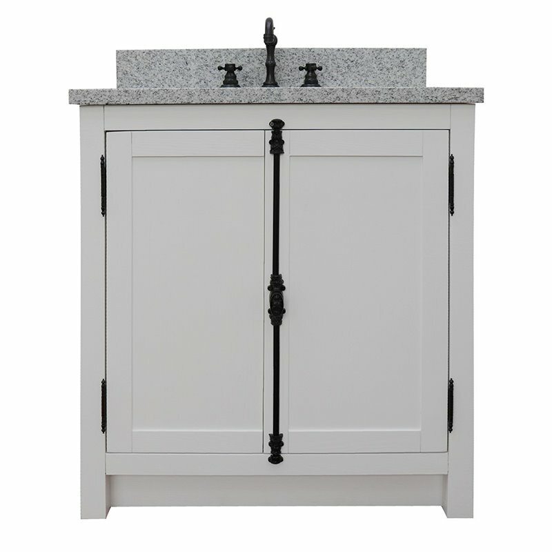 Plantation 31″ Oval Sink Solid Wood Vanity in Glacier Ash/Gray Granite Stone