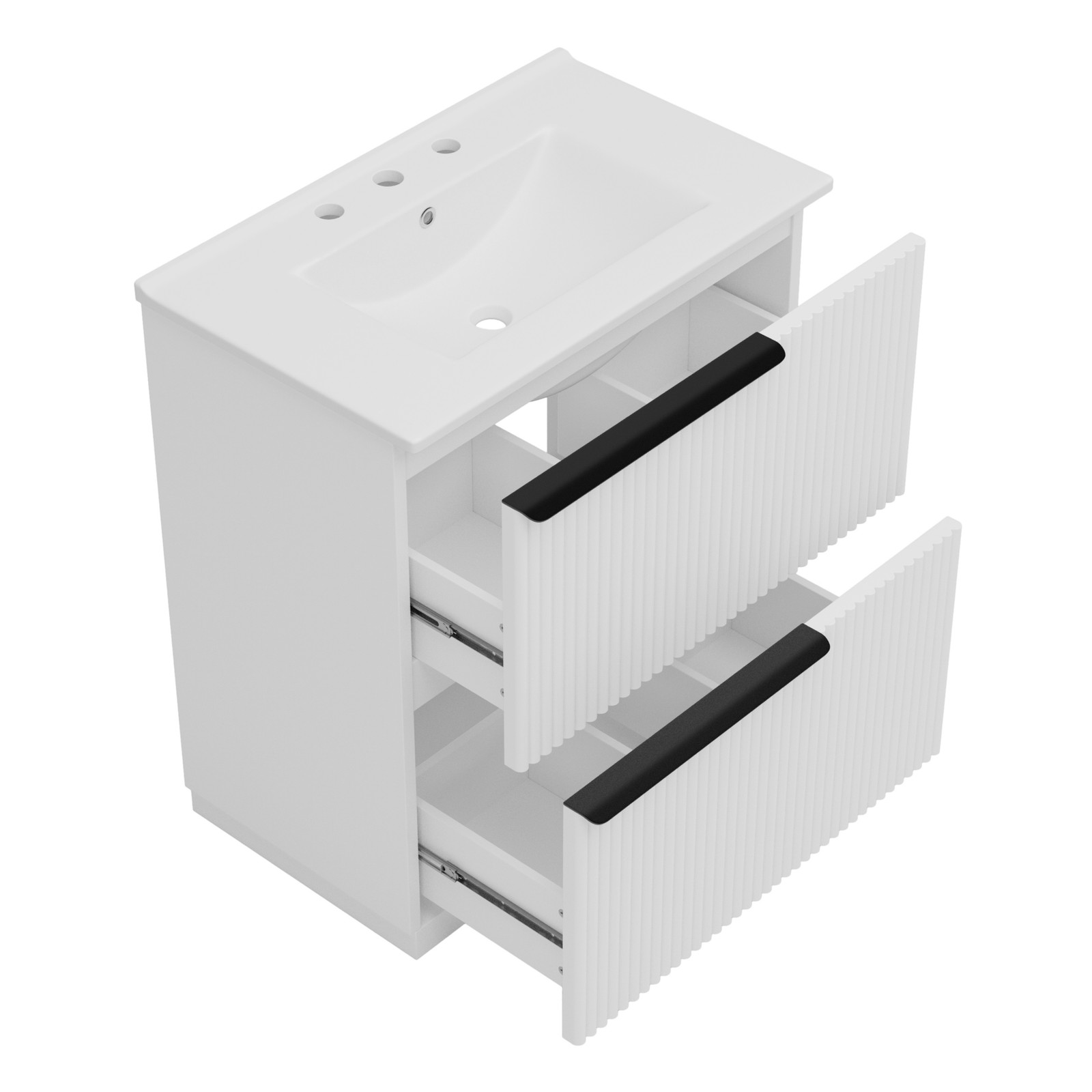 30″ Bathroom Vanity with Ceramic Sink & Soft Close Drawers, White