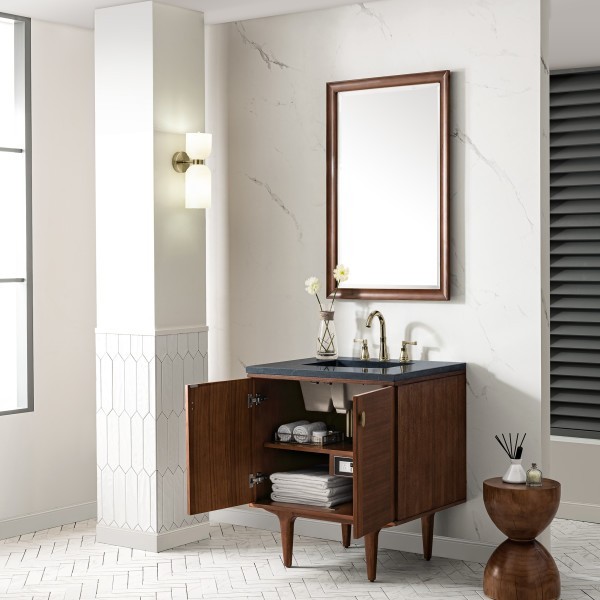 30″ James Martin Amberly 670-V30-WLT-3CSP Vanity Cabinet Charcoal Soapstone Top