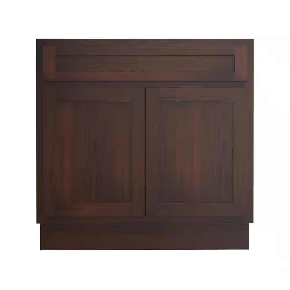 30 In. W X 21 In. D X 32.5 In. H 2-Doors Bath Vanity Cabinet Only in Brown (Unas