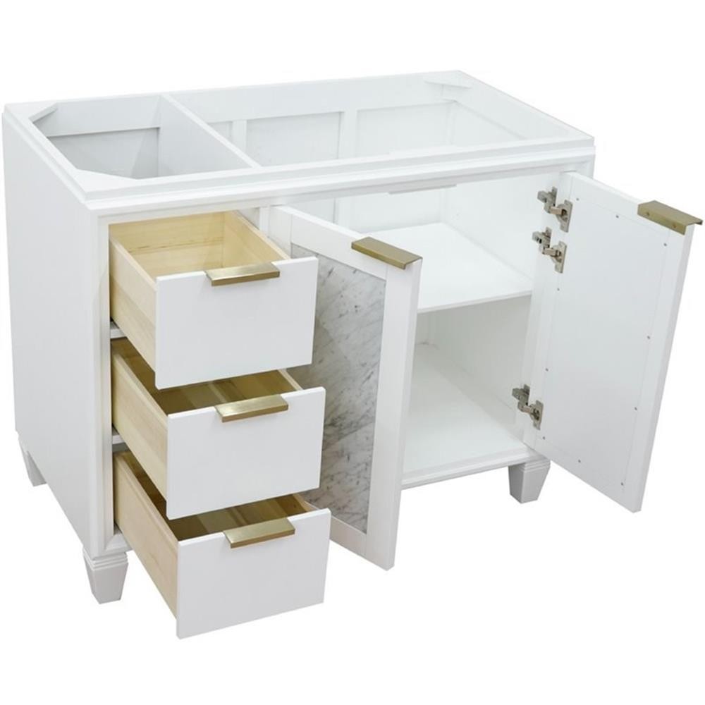 Pemberly Row 42″ Single Sink Solid Wood Vanity with Right Door in White