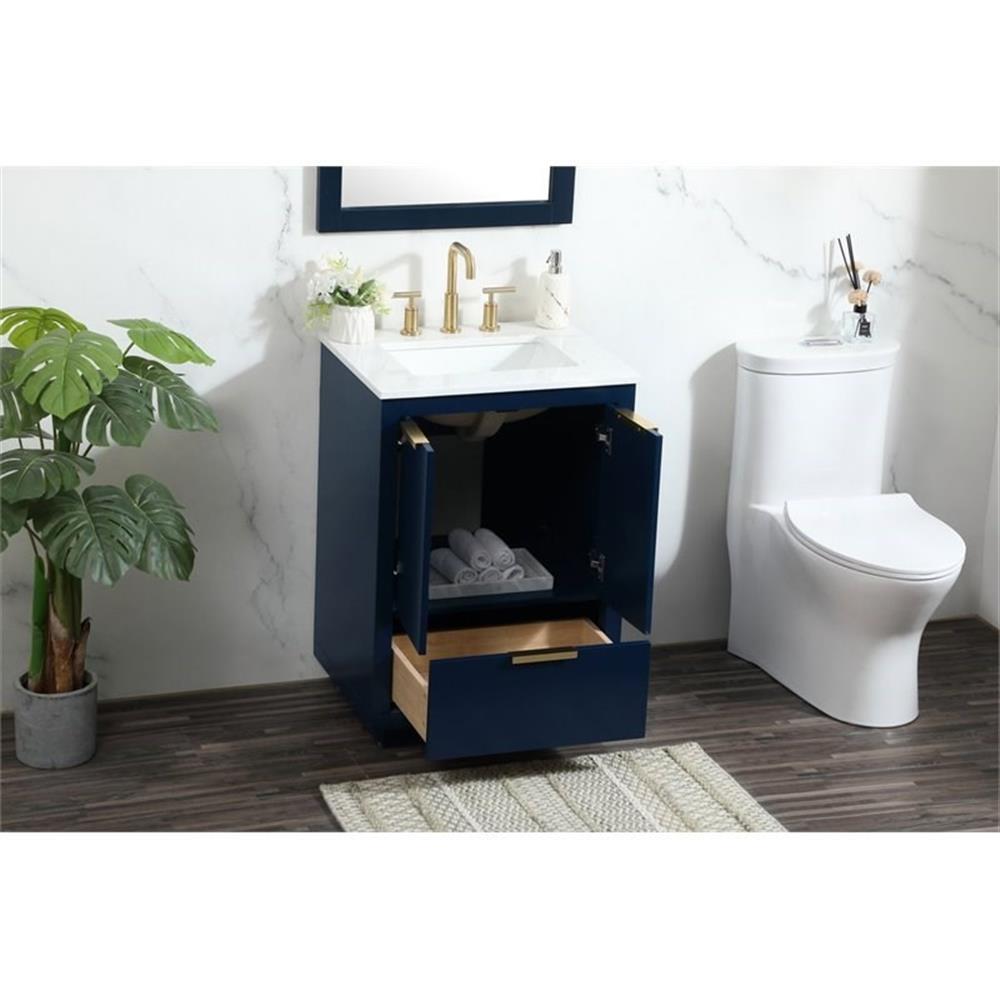 Elegant Decor Blake 24″ Aluminum Alloy MDF Single Bathroom Vanity in Blue