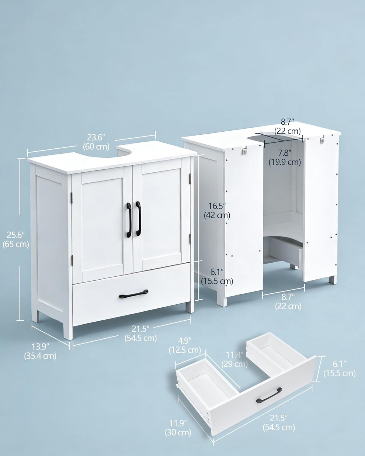 Bathroom Vanity Sink Cabinet, under Sink Storage Cabinet with 2 Doors, Waterproo