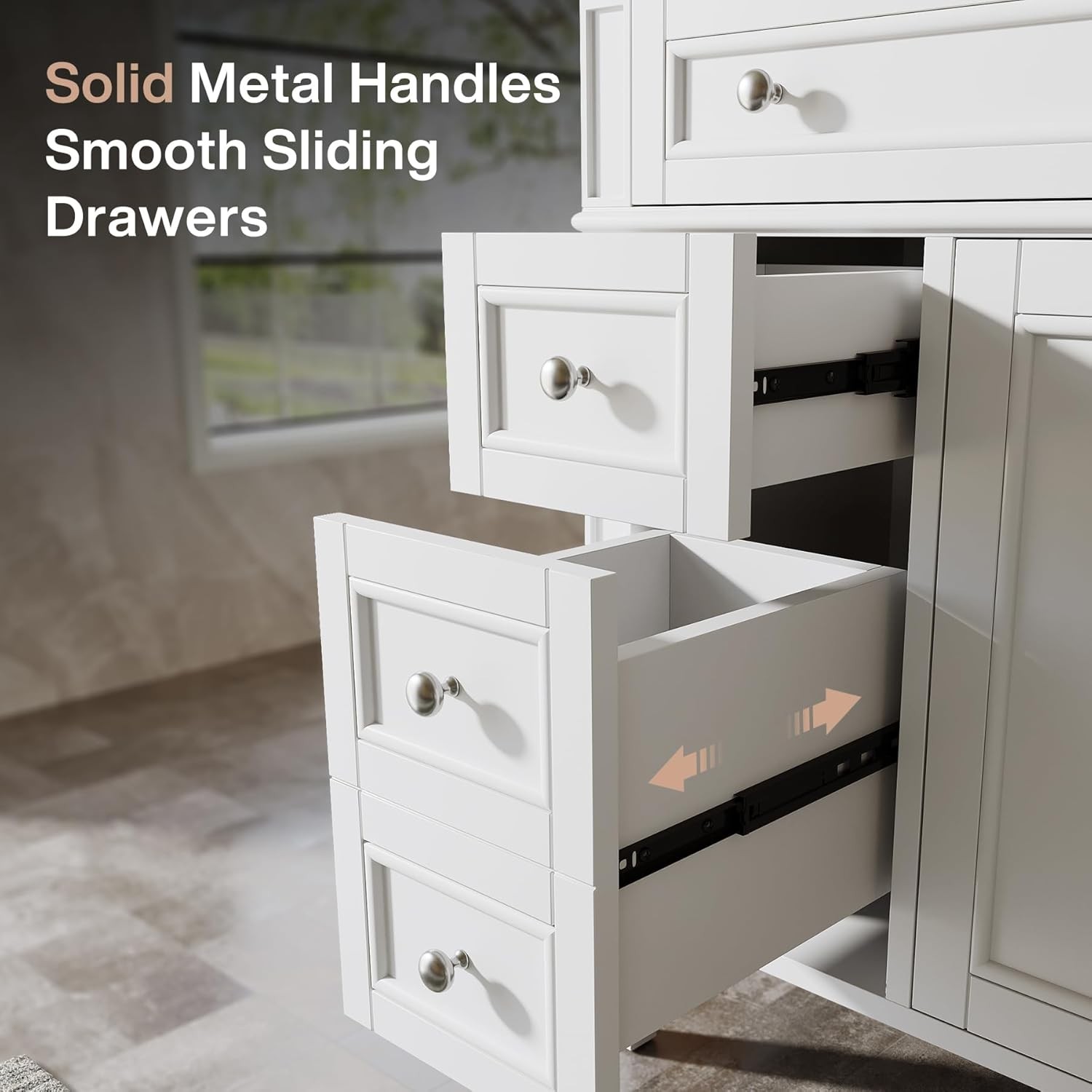36″ Bathroom Vanity with Sink with 4 Drawers & 2 Doors, Bathroom Sink Cabinet