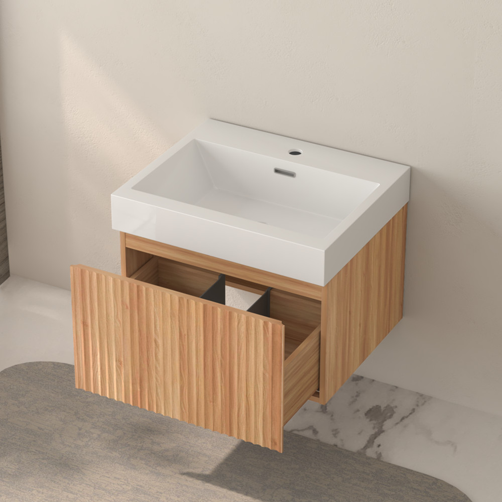 24″ 30″Wall Mounted Bathroom Vanity with Sink, Floating Vanity Cabinet, Drawer