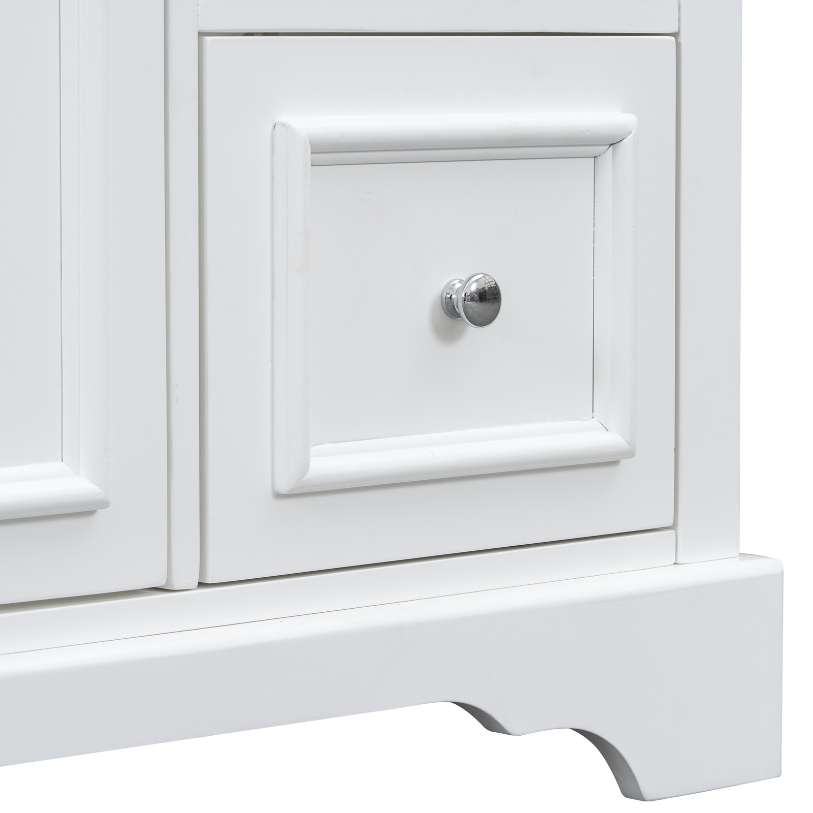 36″ White Transitional Bathroom Vanity with Ceramic Sink