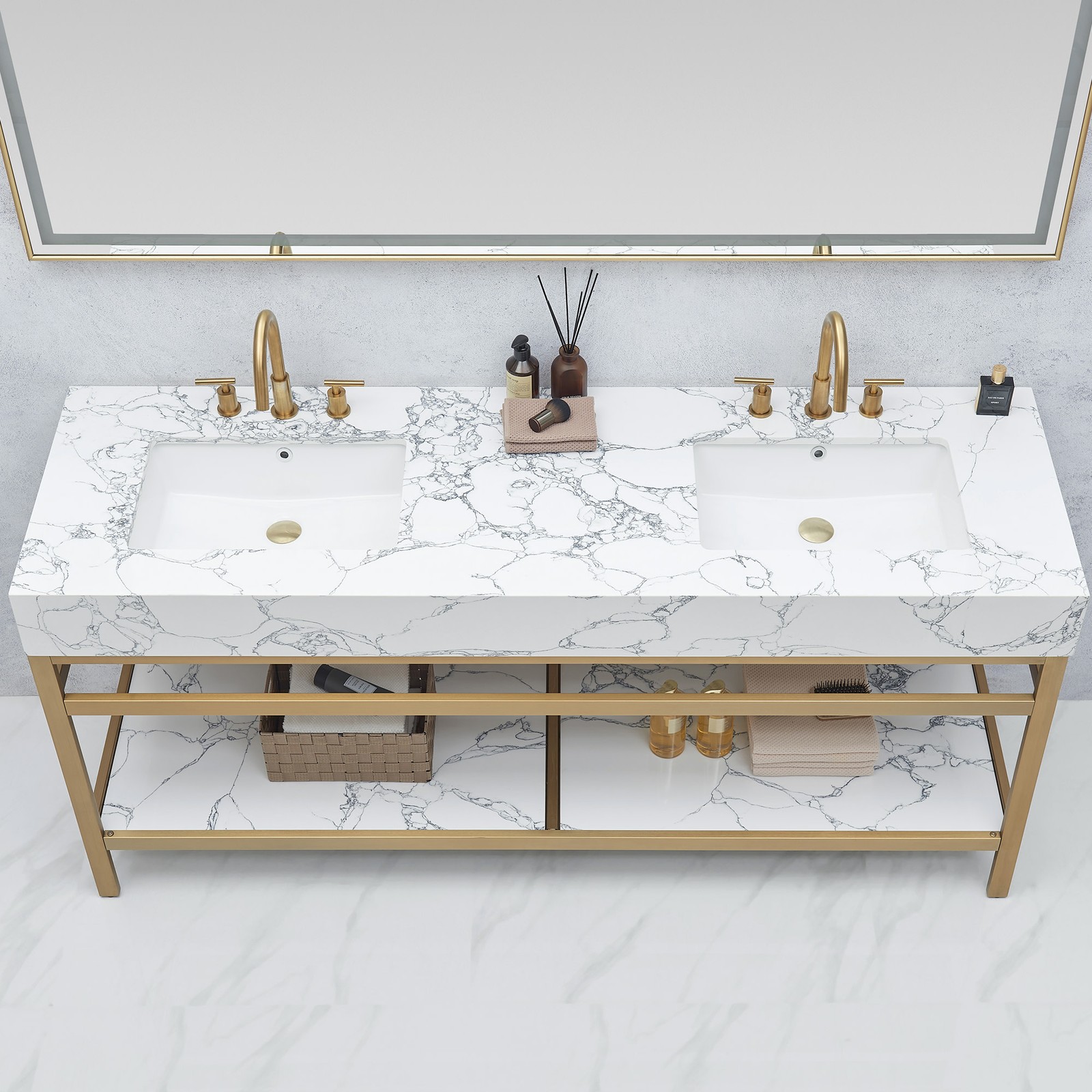 Miseno MV-702772M Ecija 72″ – Brushed Gold / Pandora White