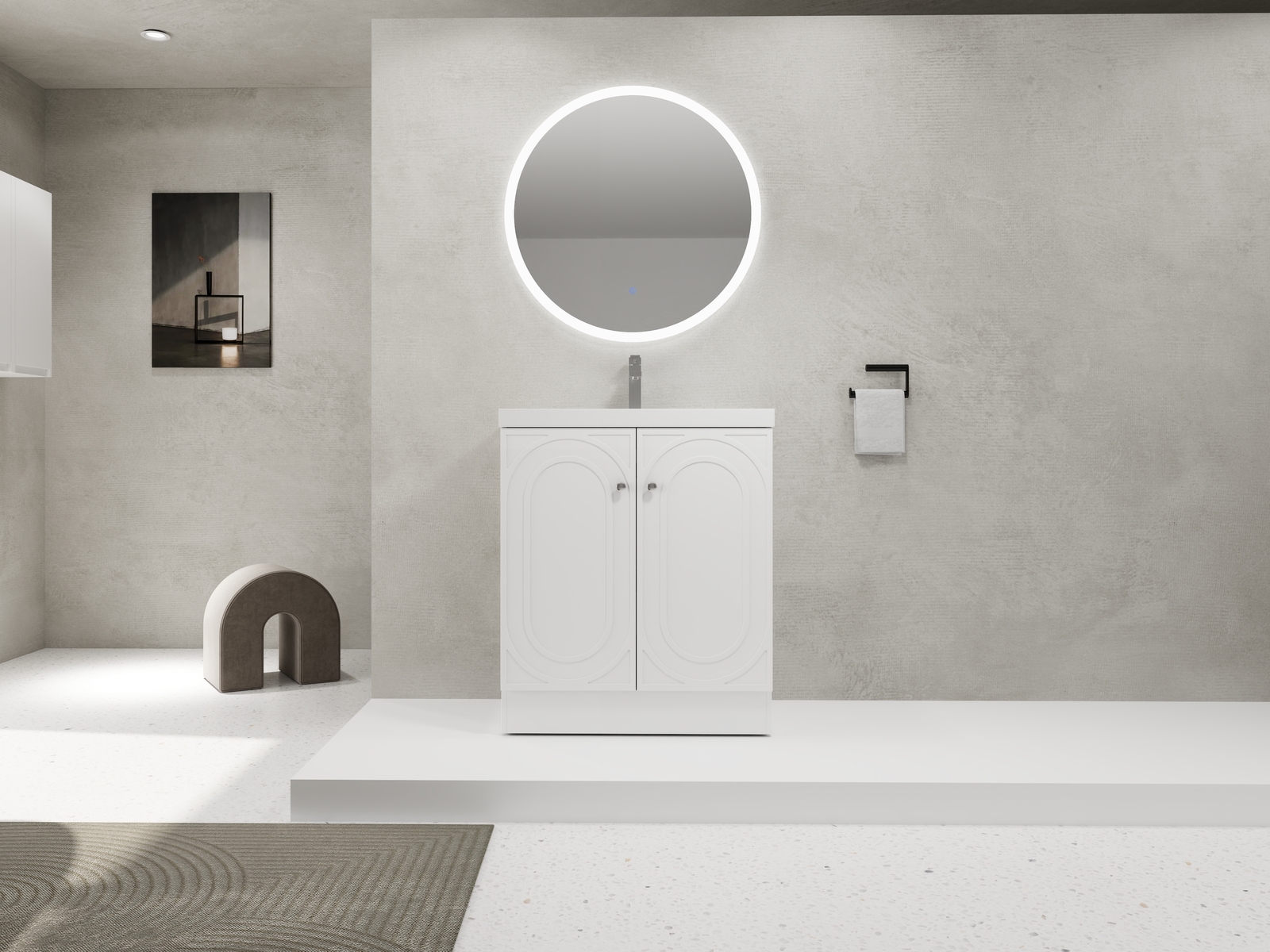 30″ Modern Freestanding Bathroom Vanity Cabinet With Undermount Resin Sink Basin