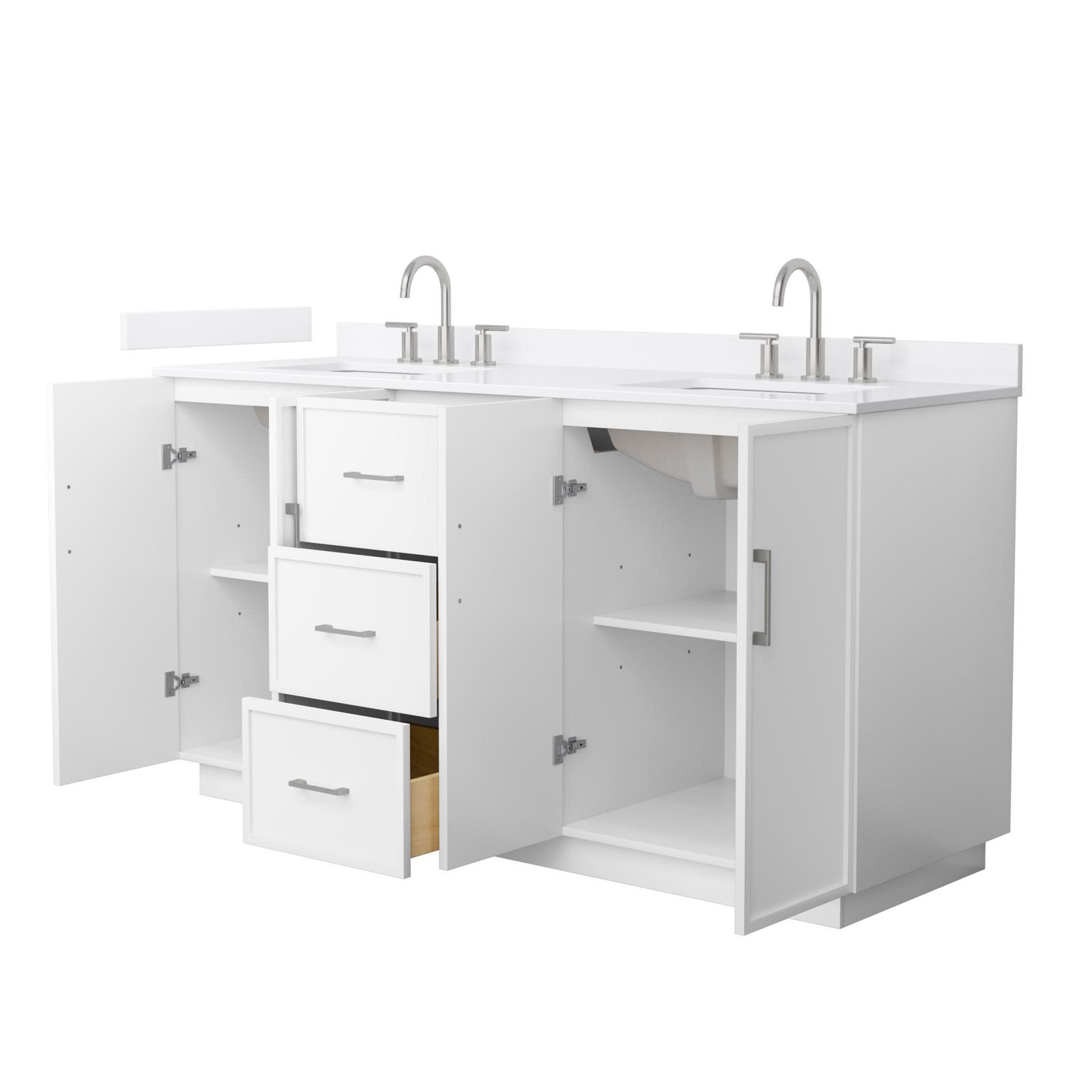 Wyndham Collection WCH7474-66D-QTZ-US3MXX Elan TK 66″ – Light Oak / White Quartz