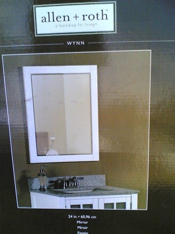 NIB: Solid Wood White Bathroom Vanity or Hallway Mirror 24×30
