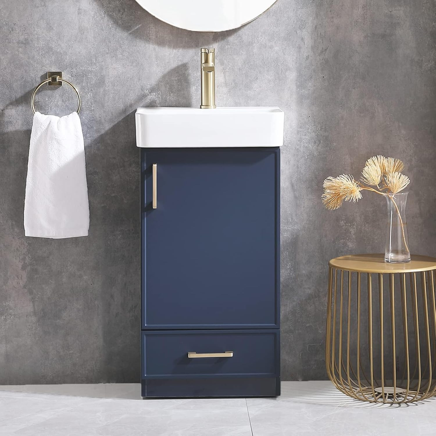 18 Inch Bathroom Vanity with Sink Set, Small Bathroom Vanity with Undermount Ves