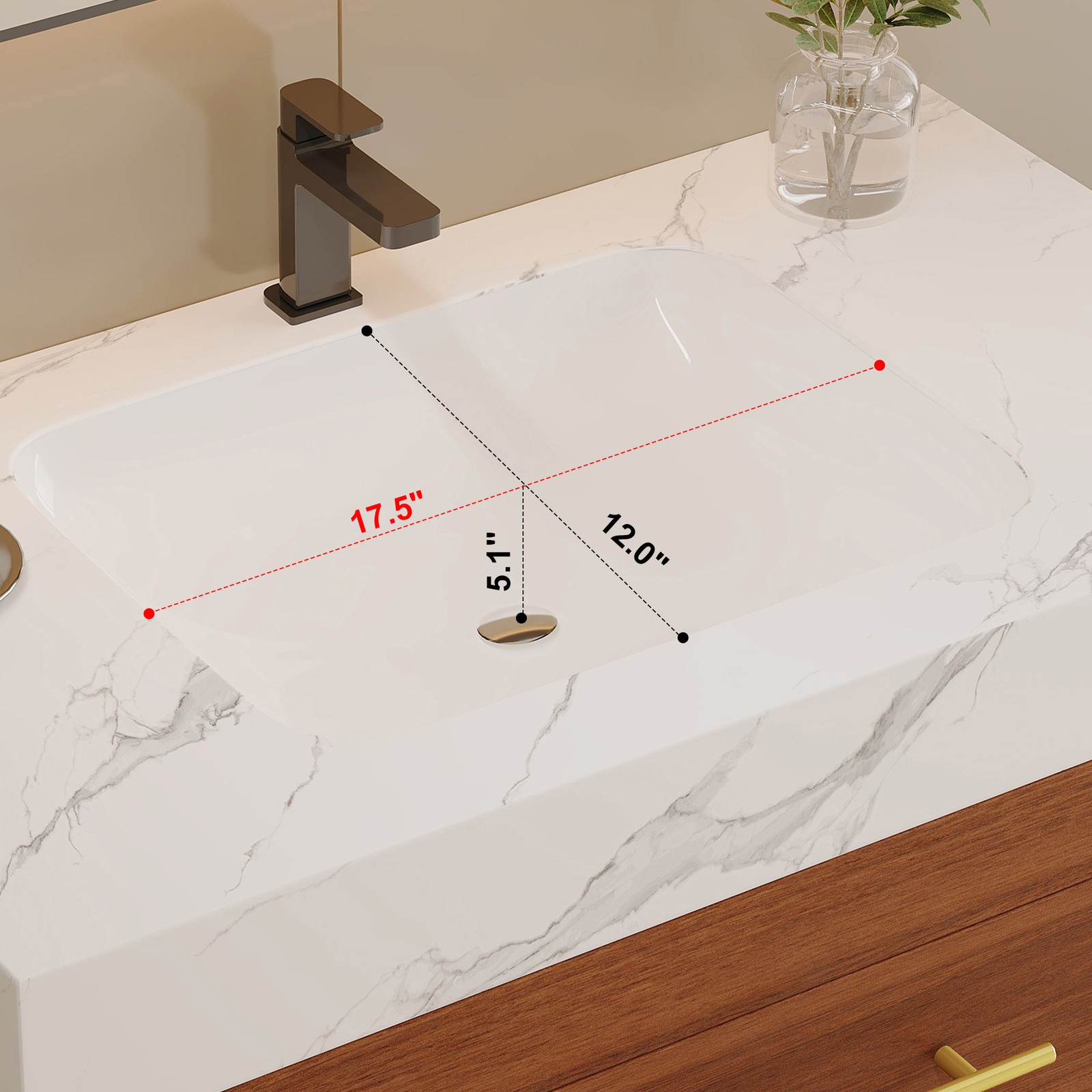 29.9″ Modern Bathroom Vanity with Sintered Stone Top & Ceramic Sink