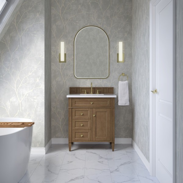 30″James Martin Brittany 655-V30-PCN-3WZ Vanity Cabinet White Zeus Silestone Top