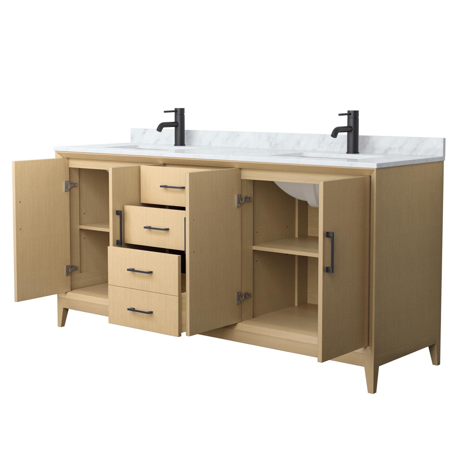 Wyndham Collection WCH7575-72D-CMUNS-MXX Janna 72″ – White Oak / Brushed Nickel