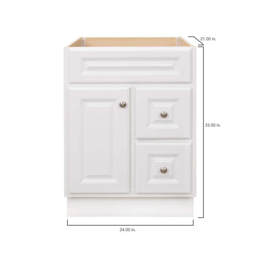 Hampton 24 in. W x 21 in. D x 33.5 in. H Bath Vanity Cabinet without Top in Whit
