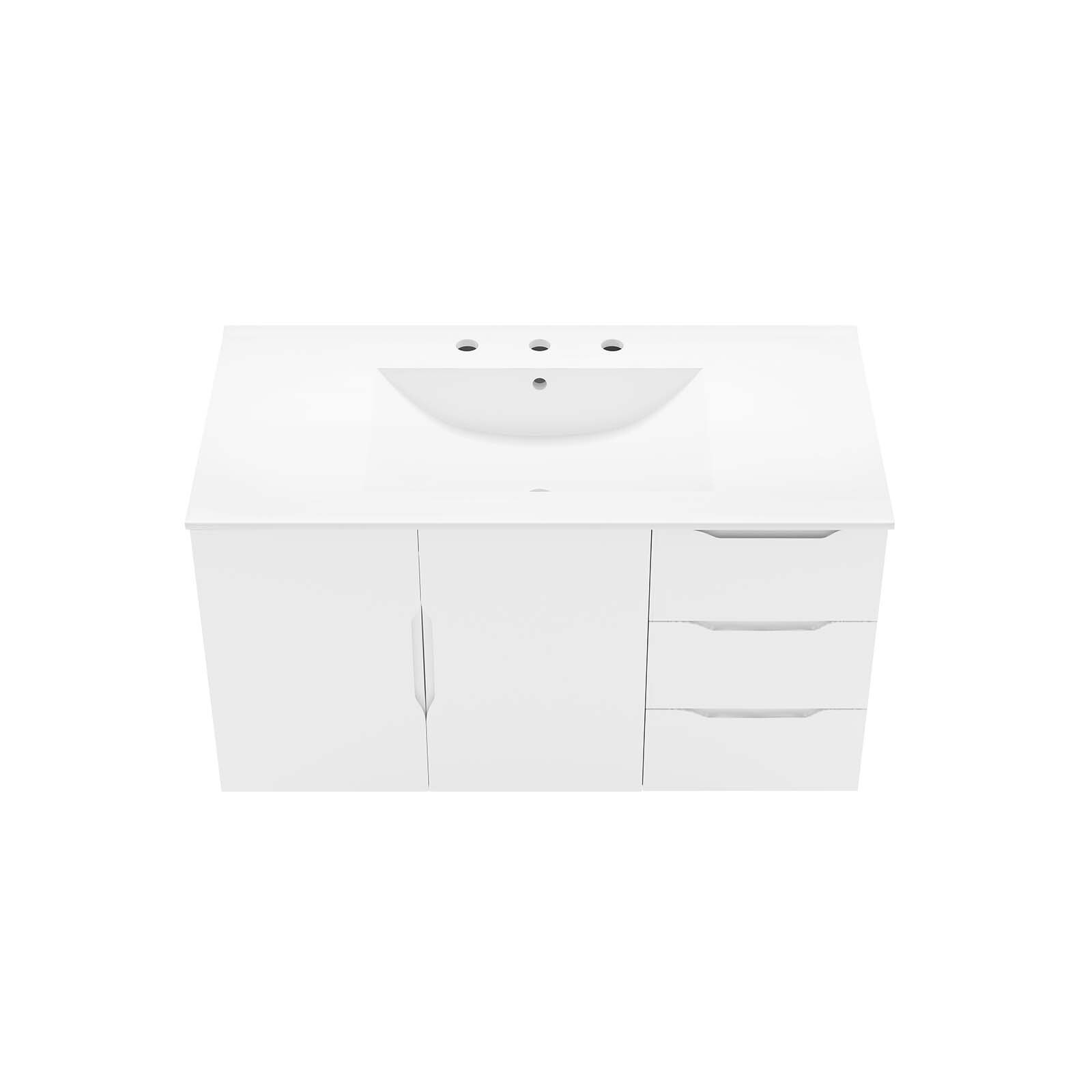 Modway Vitality 36″ Wall-Mount Bathroom Vanity in White White