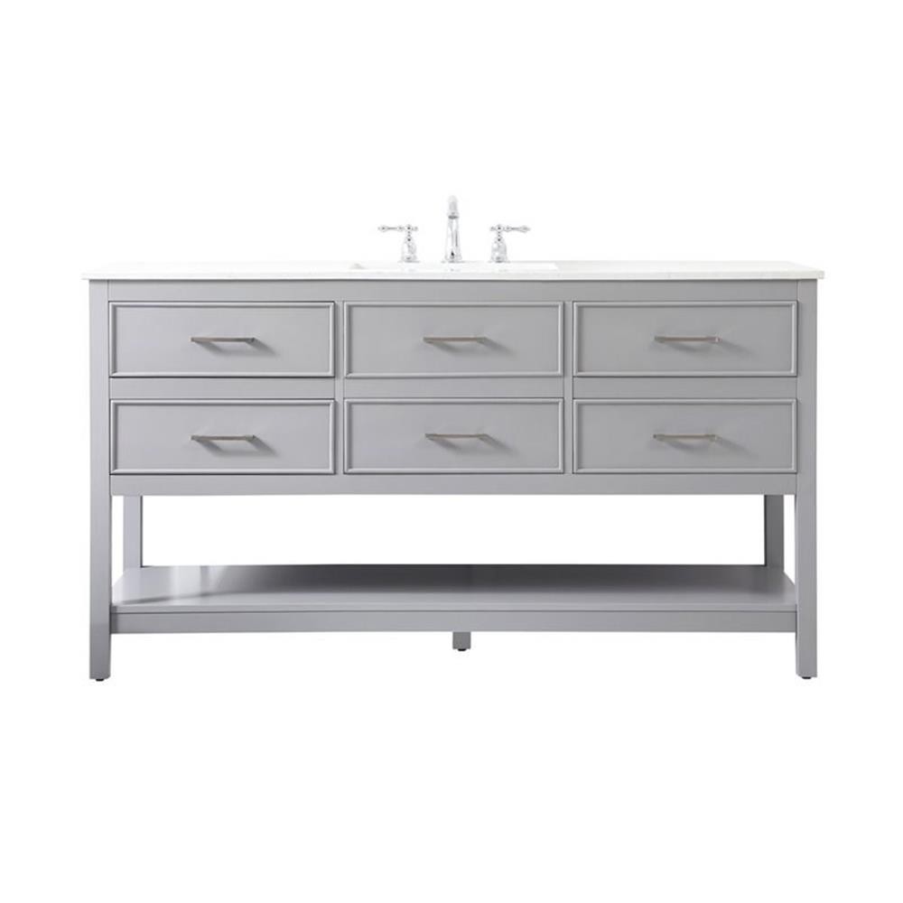 Elegant Decor Sinclaire 60″ Aluminum Alloy & MDF Single Bathroom Vanity in Gray