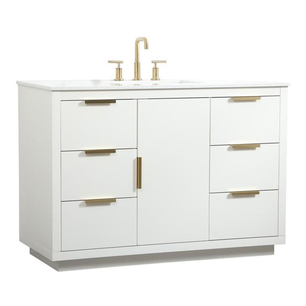 Elegant Decor Blake 48″ Aluminum Alloy MDF Single Bathroom Vanity in White
