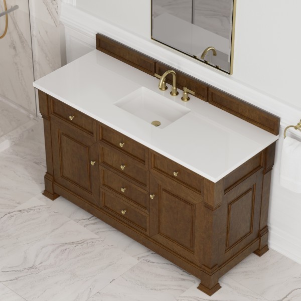 60″ James Martin Brookfield 547-V60S-HNO-3WZ Vanity Cabinet White Zeus Top