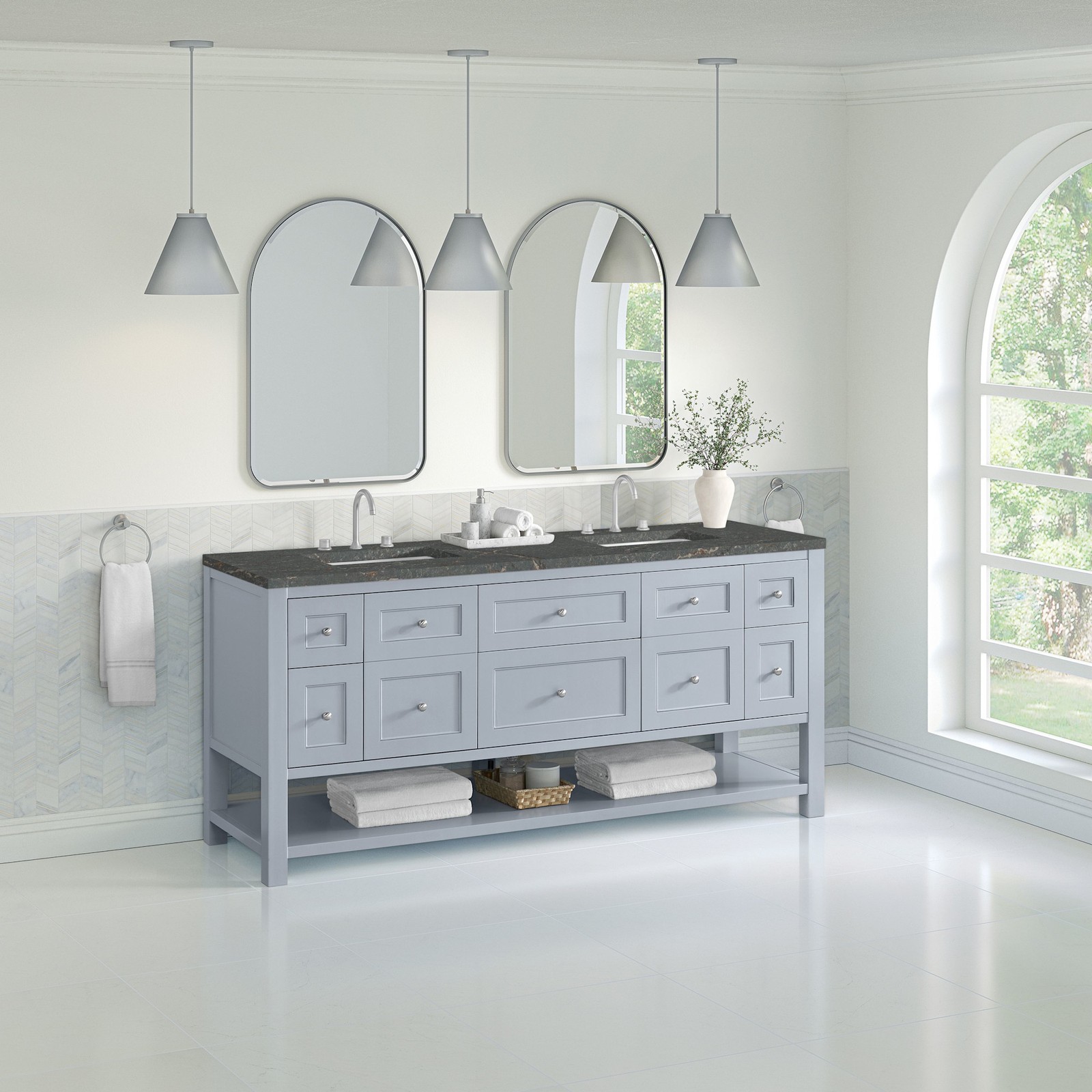 James Martin Vanities 330-V72-FPBL Breckenridge 72″ – Whitewashed Oak