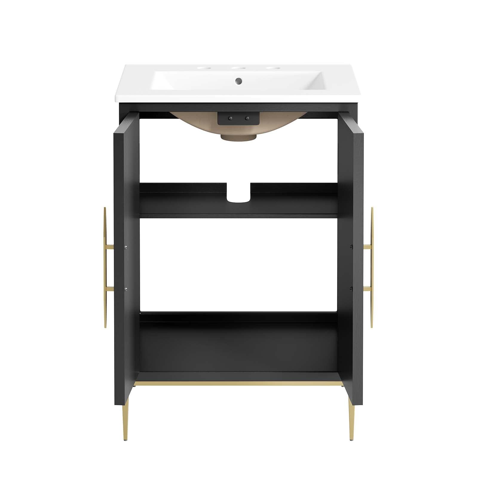 Modway Awaken 24″ Solid Wood and MDF Bathroom Vanity in White/Black