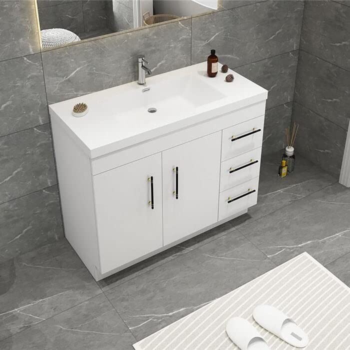 42″ Bathroom Vanity Cabinet with Acrylic Sink, Aluminum Alloy Frame, Drawers
