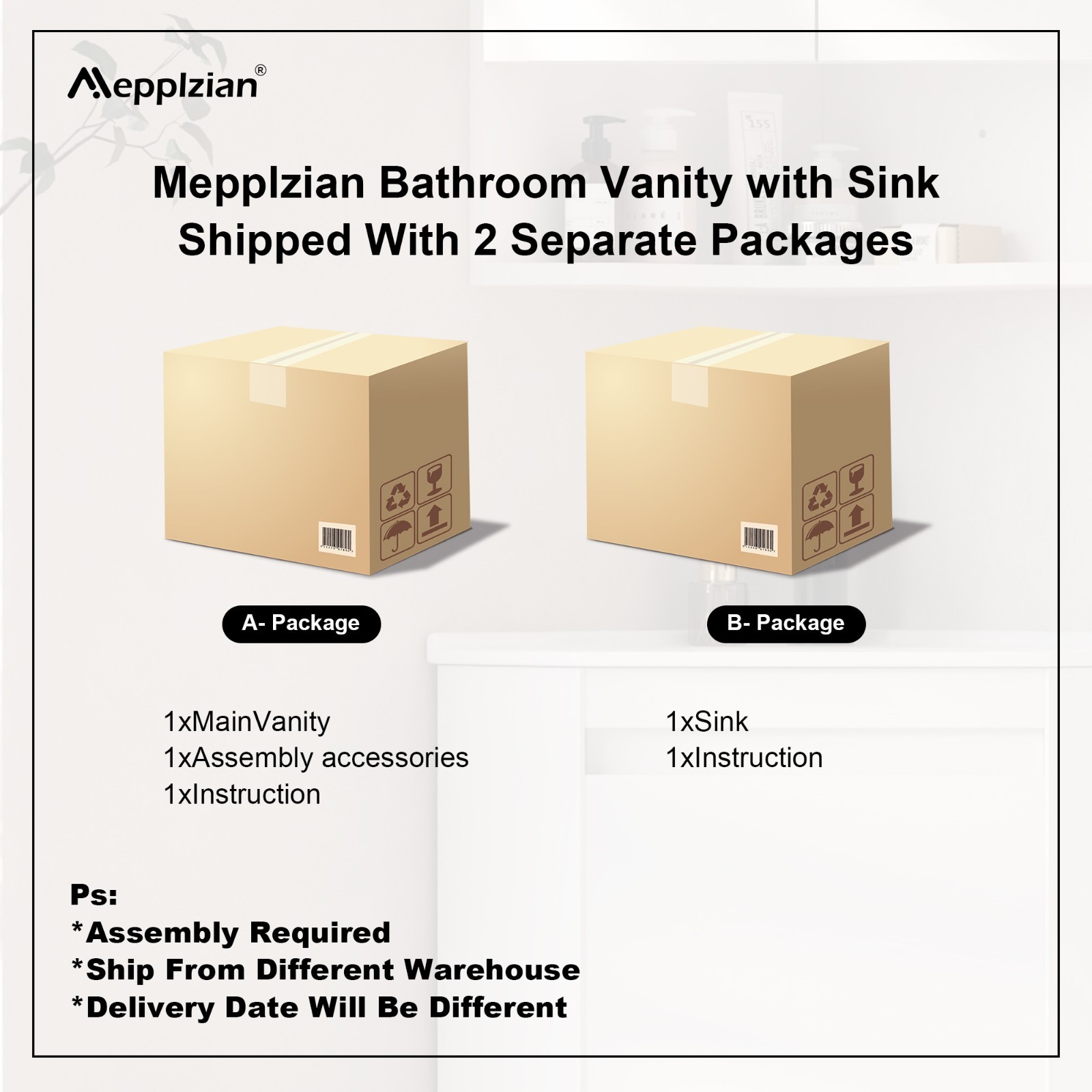 24″ Corner Bathroom Vanity Sink Cabinet Wall Mount Floating for Small Bathroom