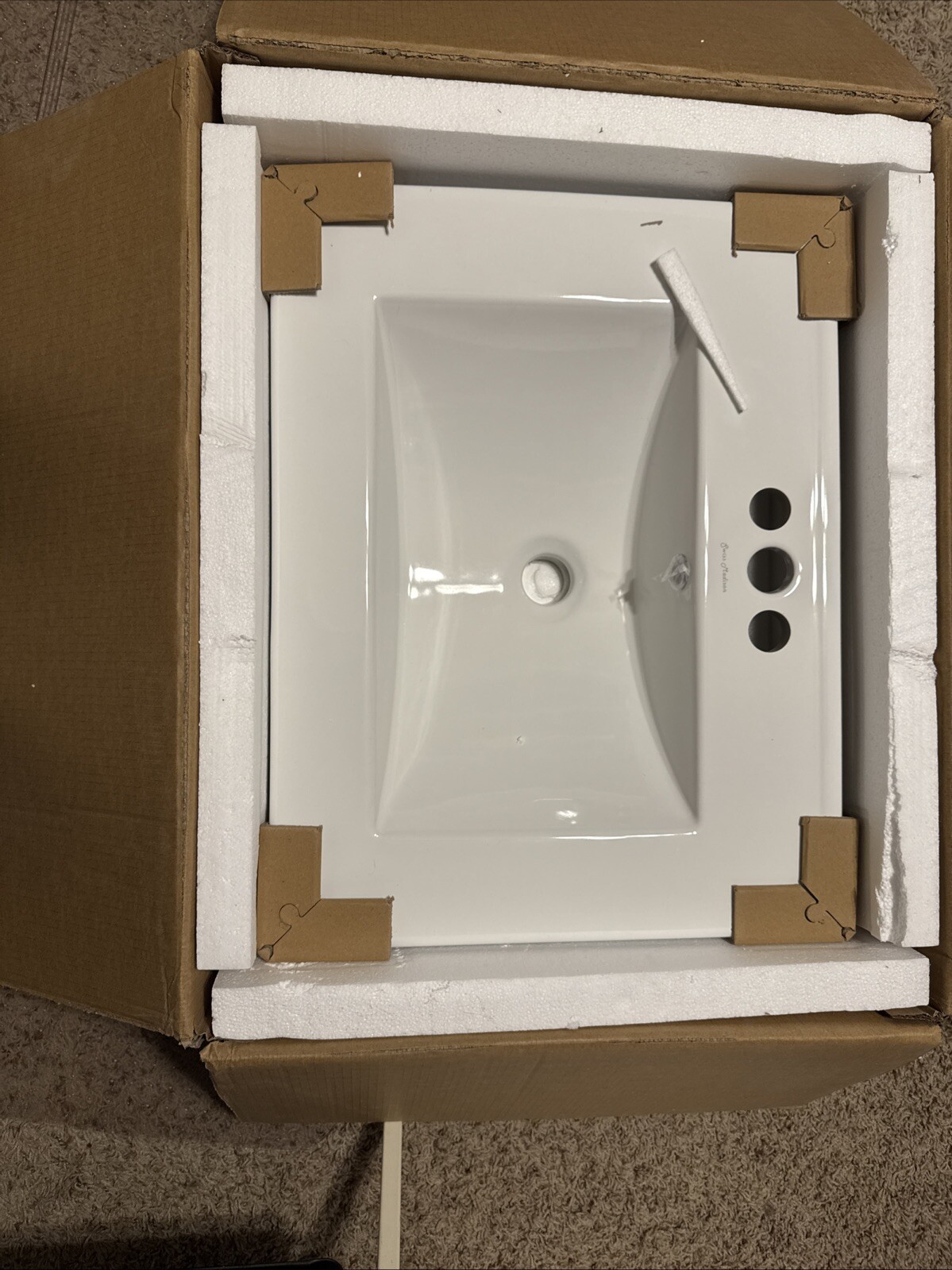 Swiss Madison 24 in. Ceramic Vanity Top with 3-Faucet Holes with White Basin