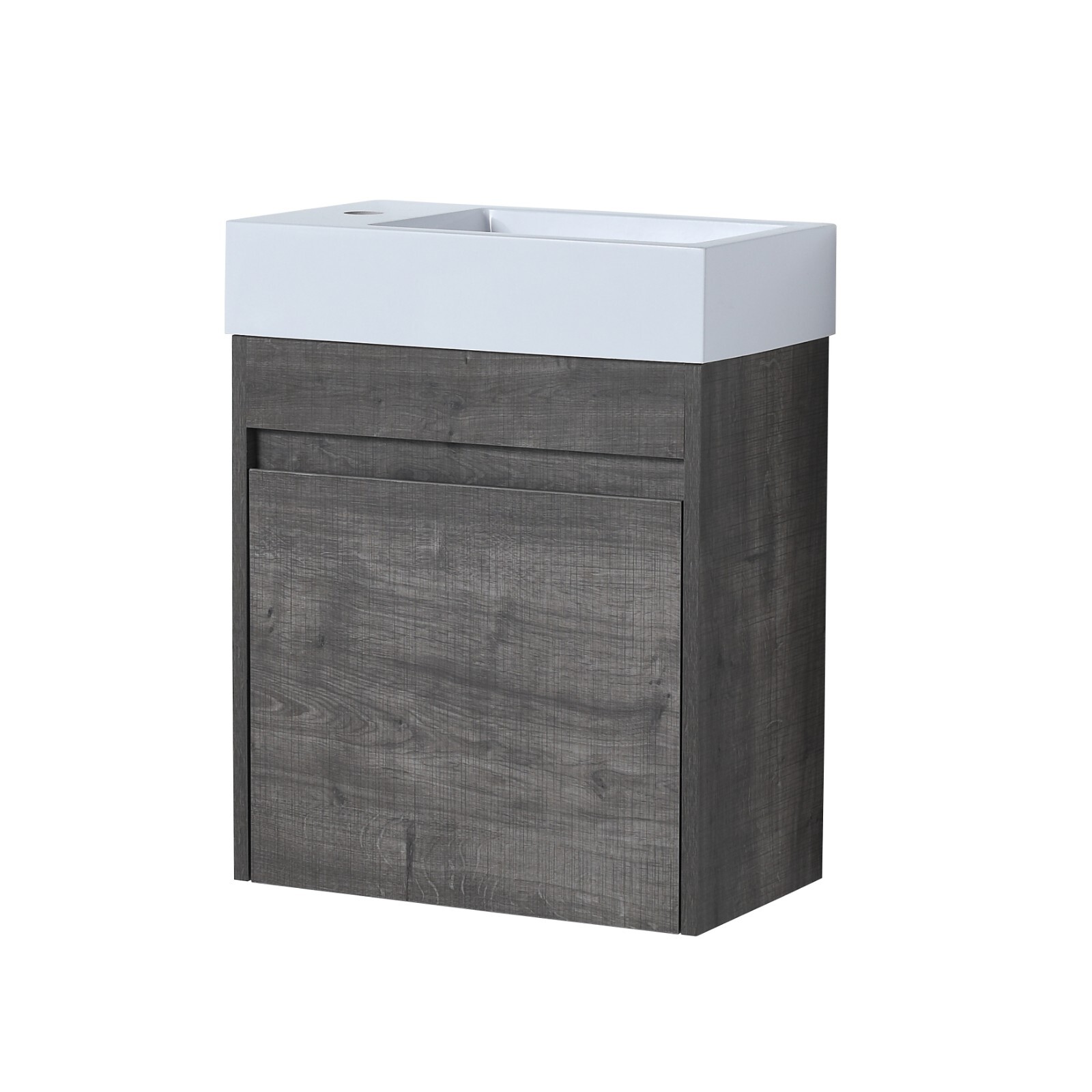 18” Floating Wall-Mounted Bathroom Vanity with White Resin Sink & Soft-Close
