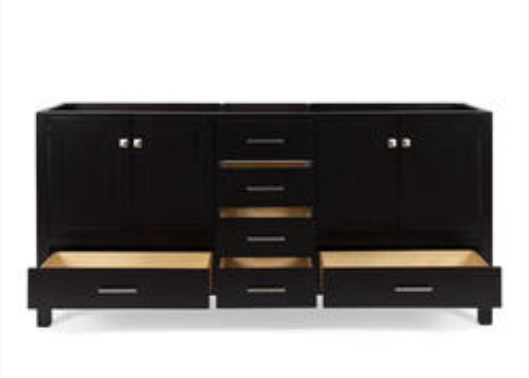 Ariel Cambridge 72″ W X 21-1/2 D Espresso vanity with marble top & Mirror