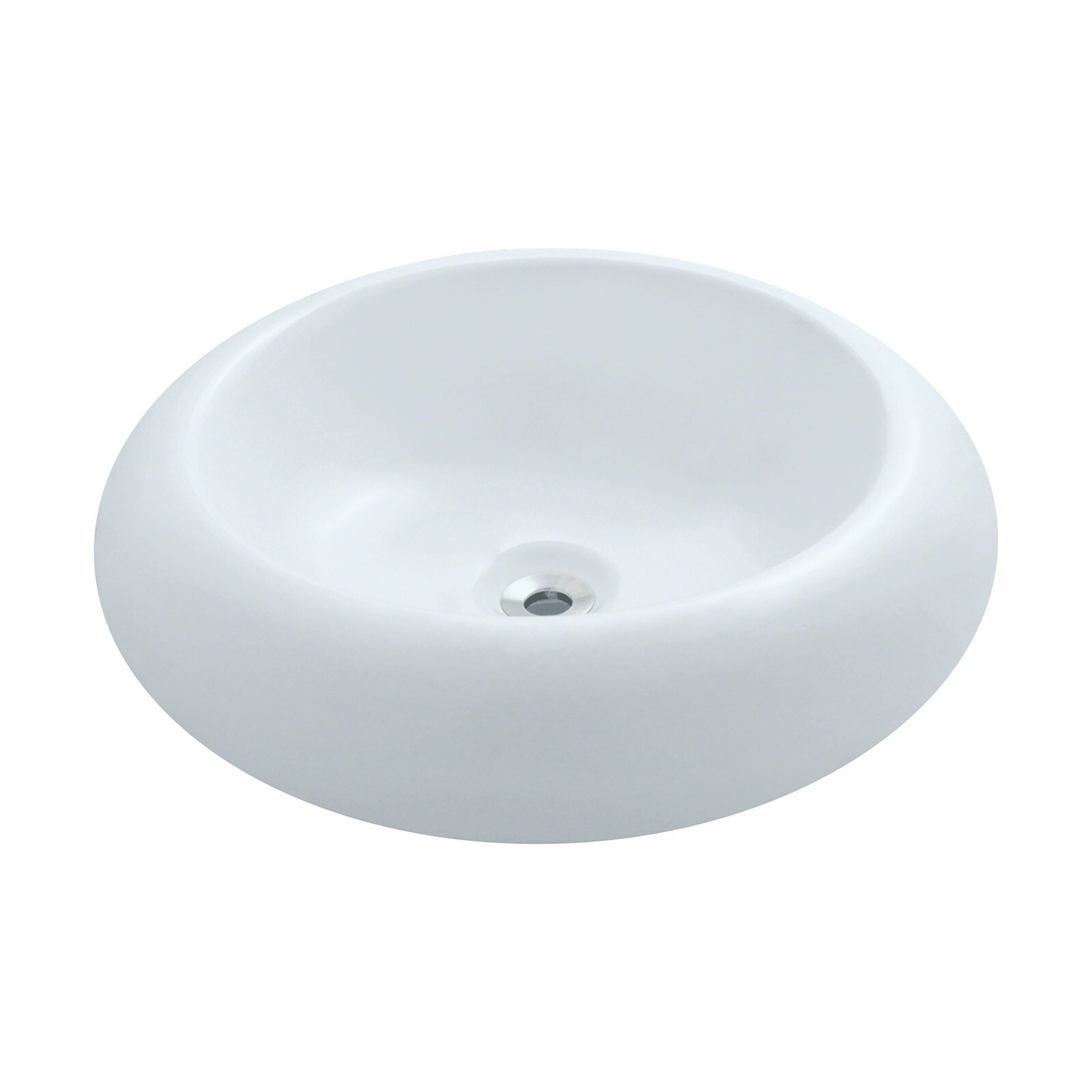 Rok Halo Round Shaped Vessel Bathroom Sink, 18-1/2″ Diameter, White Porcelain