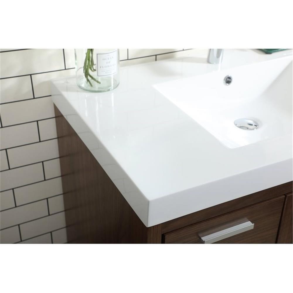 Pemberly Row 36″ Aluminum Alloy and MDF Single Bathroom Vanity in Walnut