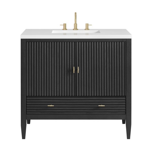 36″ James Martin Myrrin 485-V36-CBO-3WZ Vanity Cabinet White Zeus Silestone Top