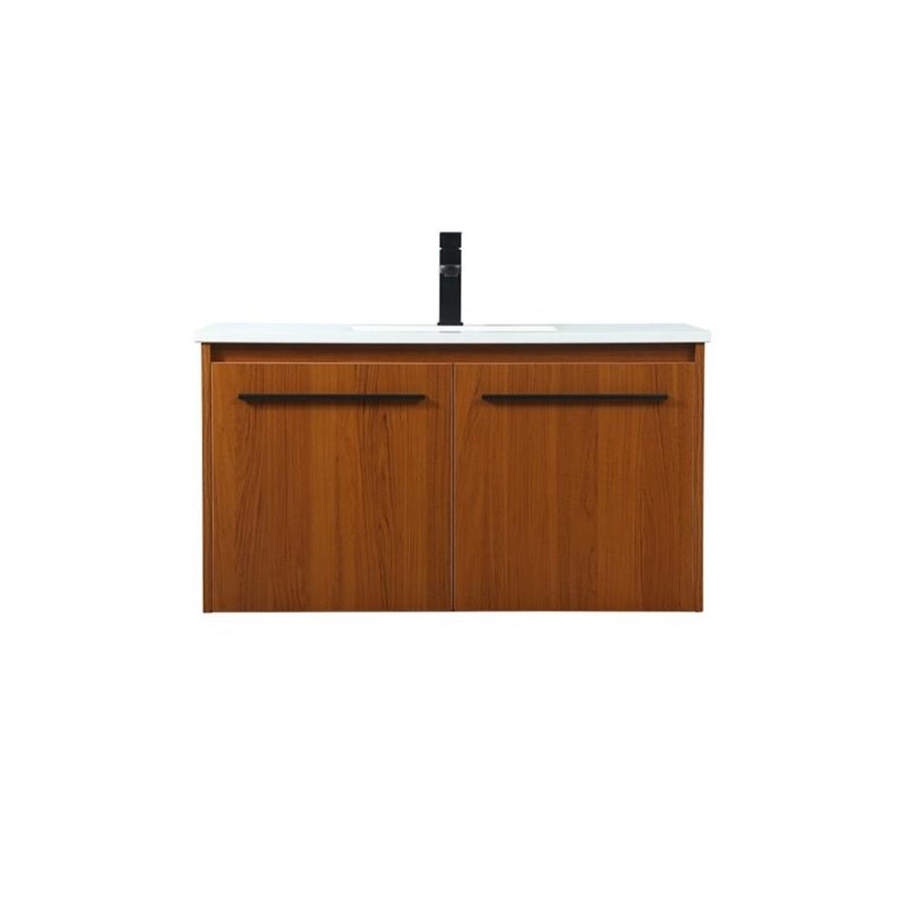 Elegant Decor Penn 36″ Aluminum Alloy MDF Single Bathroom Vanity in Teak