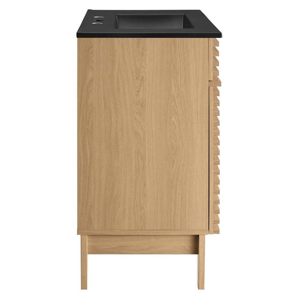 Modway Render 30″ Particleboard and Laminate Bathroom Vanity in Oak/Black