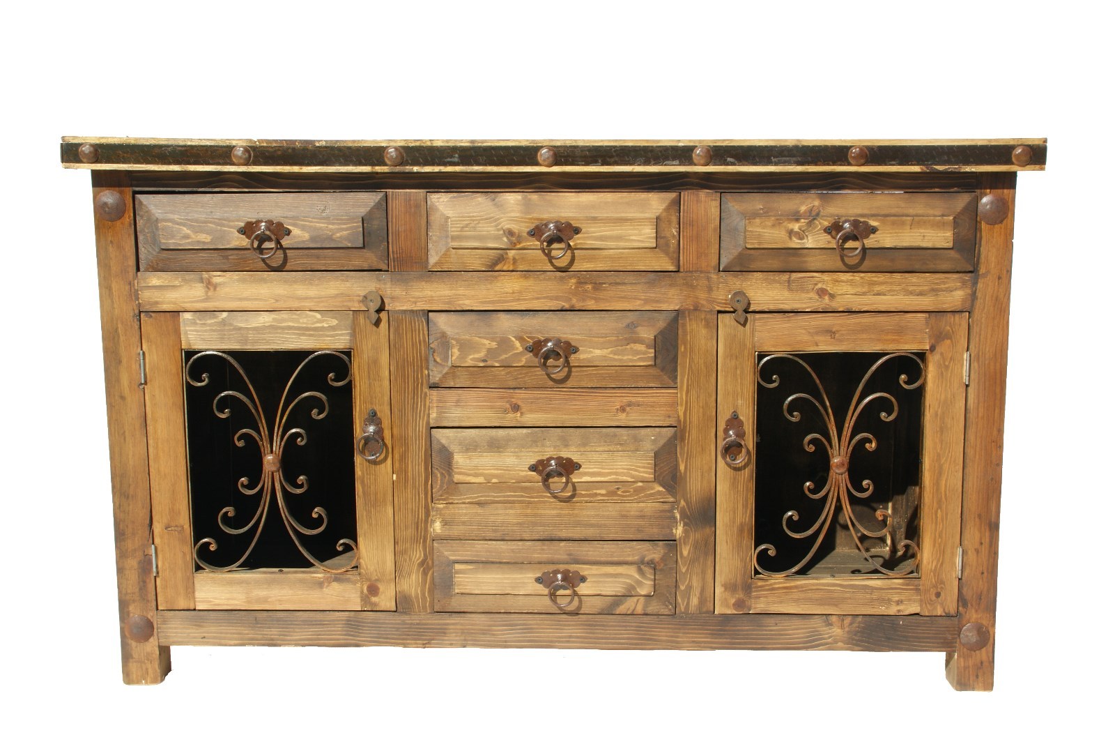 Rustic Red Wash Saint Andrew Metal Base Bathroom Vanity