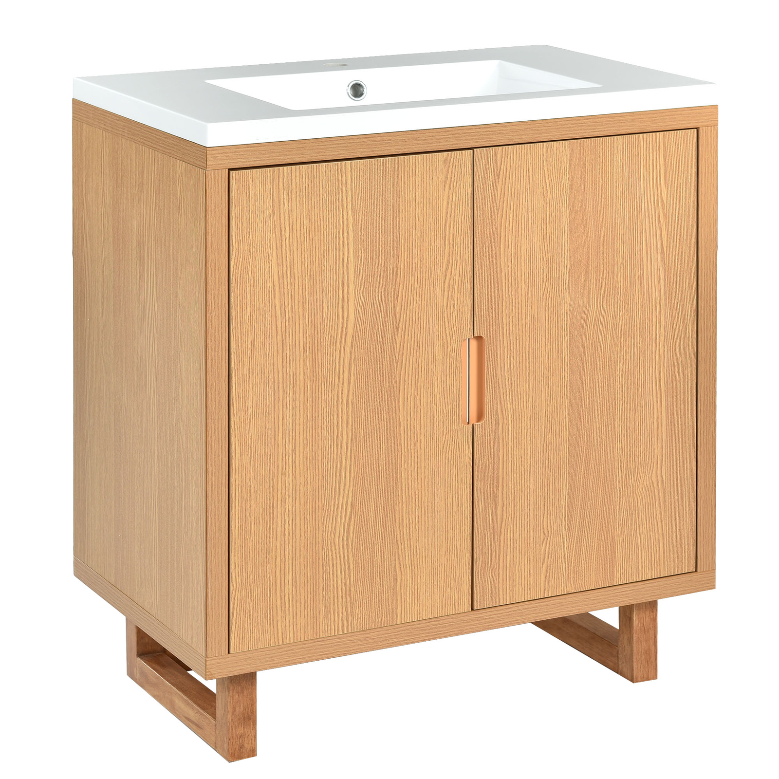 30 Inch Floor Mount Vanity Cabinet Resin Sink Bathroom Furniture Set Storage