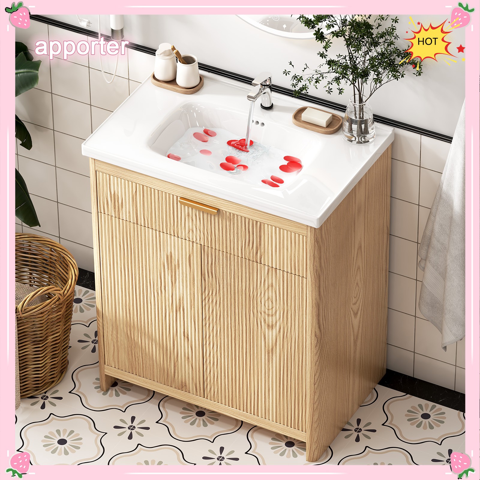 31.5″ Bathroom Vanity with Sink, Freestanding Particle Board Storage Cabinet, US