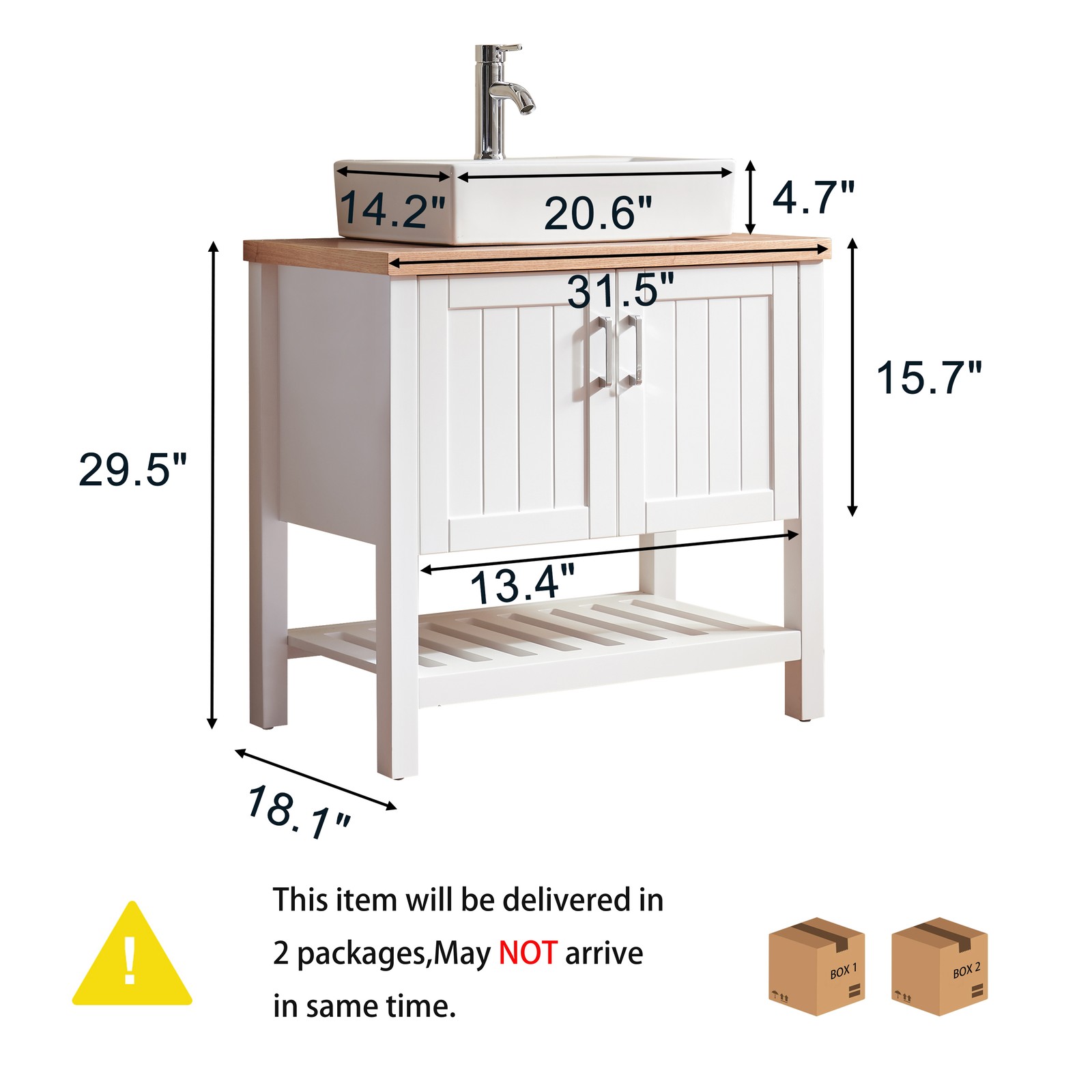 32″ Bathroom Vanity with Sink,Bathroom Vanity Cabinet with Doors and Open Shelf