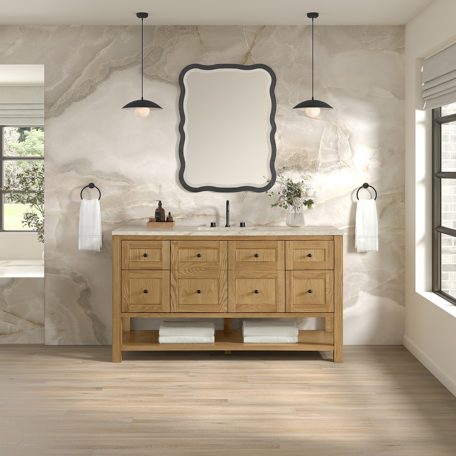 James Martin Vanities 330-V60S-3TJR Breckenridge 60″ – Light Natural Oak