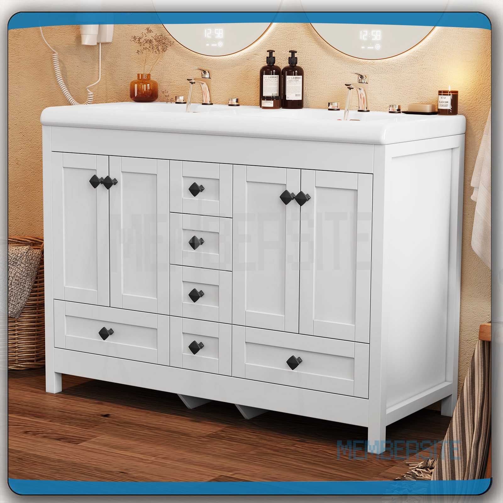 47.3″ Bathroom Vanity Bathroom w/Sink Cabinet and Soft Closing Doors , 6 Drawers