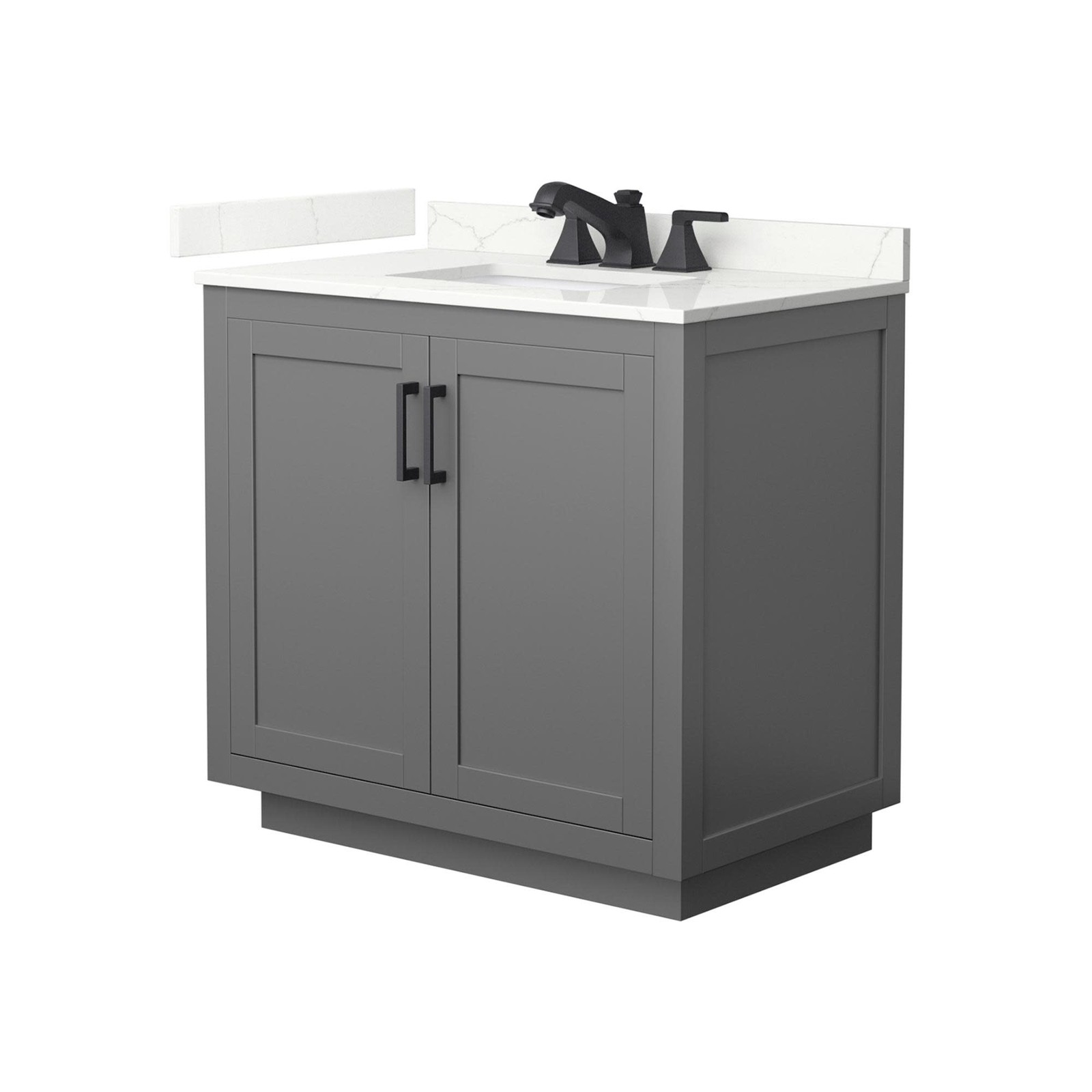 Wyndham Collection WCF292936S-QTZ-US3MXX Miranda 36″ – Dark Gray / Giotto Quartz