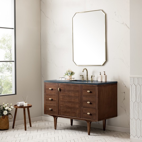 48″ James Martin Amberly 670-V48-WLT-3CSP Vanity Cabinet Charcoal Soapstone Top