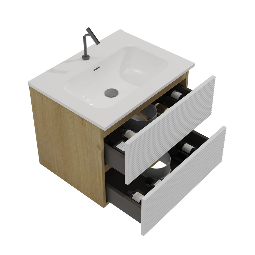24″ 30″ 36″ Wall Mounted Bathroom Vanity w/Sink,Floating Vanity Cabinet,2 Drawer