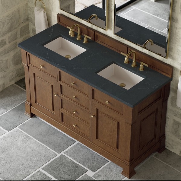 60″ James Martin Brookfield 547-V60D-HNO-3CSP Double Vanity Cabinet Charcoal Top