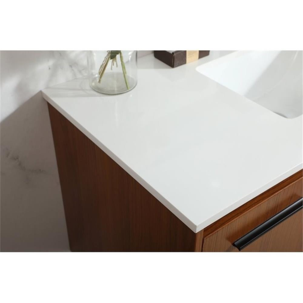 Elegant Decor Penn 40″ Aluminum Alloy MDF Single Bathroom Vanity in Teak